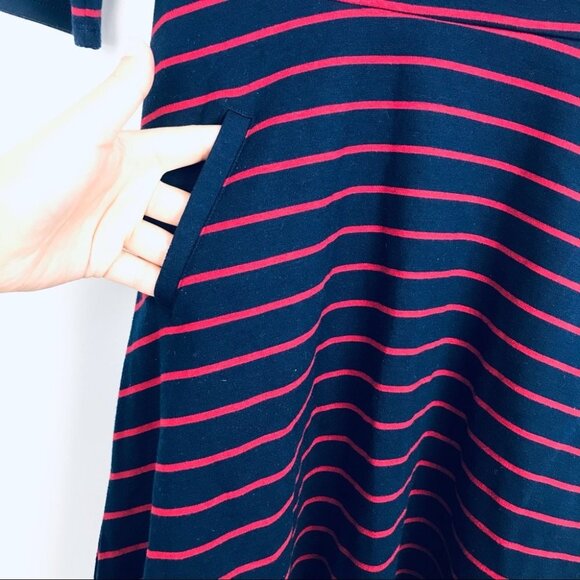 Gap Fit & Flare 3/4 Sleeve  Crew Neck stripe Midi dress Women Size S - Picture 9 of 16